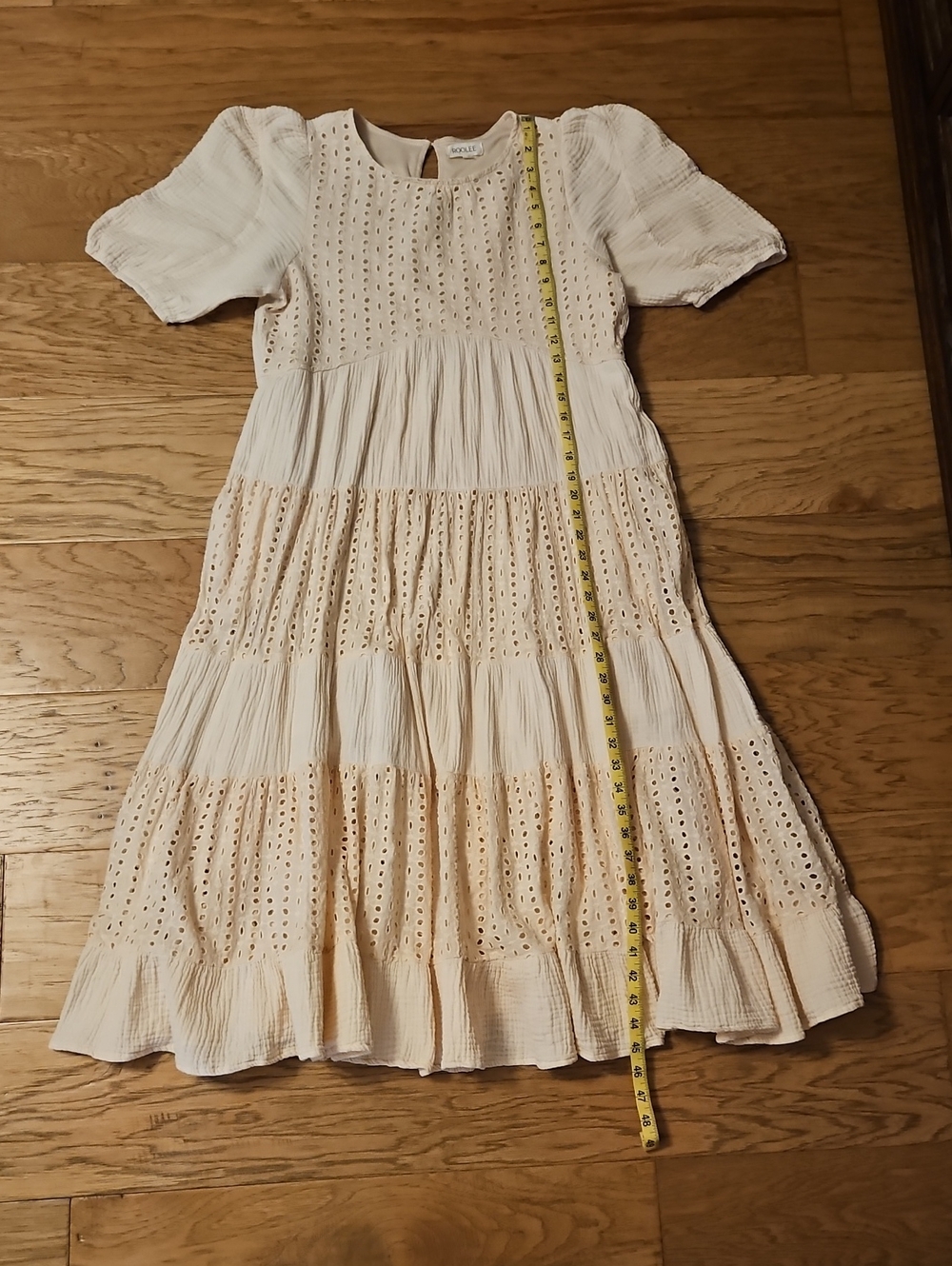 ROOLEE Guaze Eyelet Dress Peach Size Large Light Salmon Embroidered - Picture 2 of 7